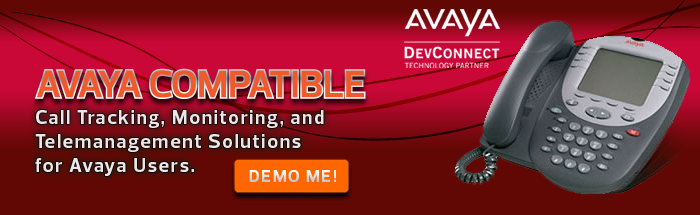 Avaya Call Tracking image with text over an image of a PBX
