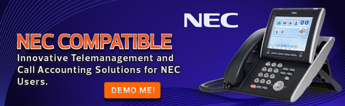 Background of an NEC PBX with text NEX Call Reporting