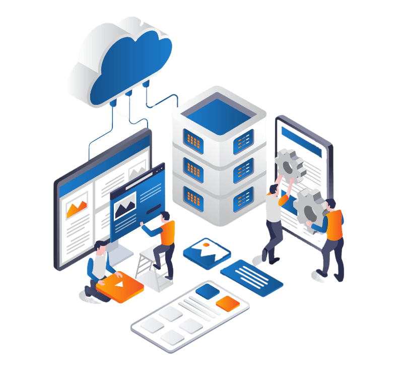 illustrated business men looking at communication reports