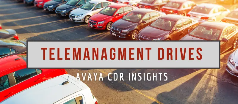 image of car lot in background with Avaya cdr insights heading