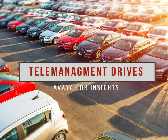 banner of car lot with Avaya CDR heading