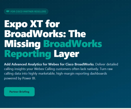 Card image with PR newsline showing screenshot of Expo XT for Broadworks