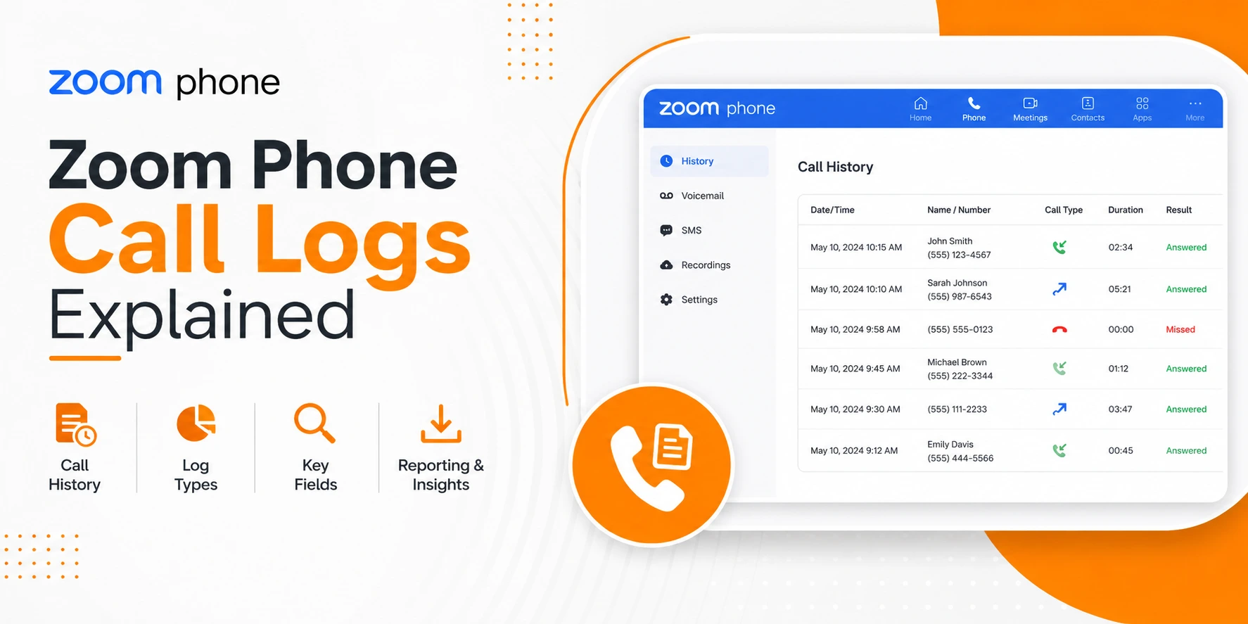 zoom phone call cdr log header